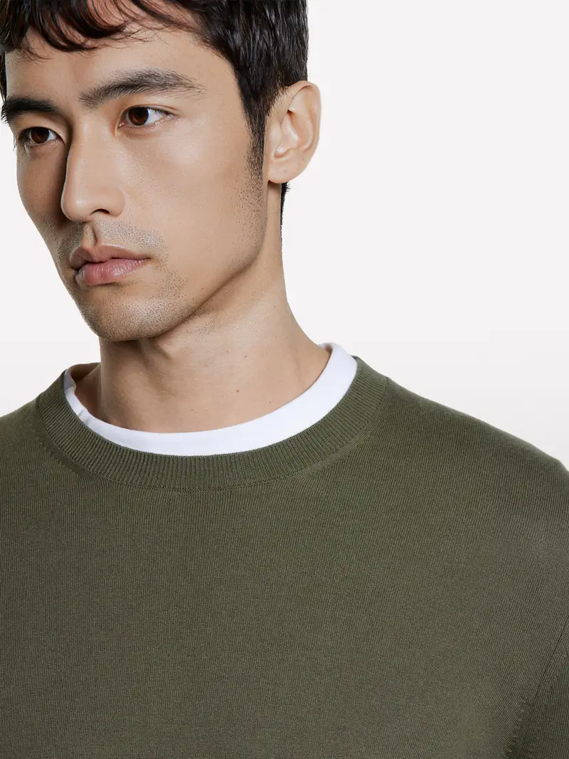 Maglia Girocollo Verde Oliva, Uomo, Verde Militare miniatura 4