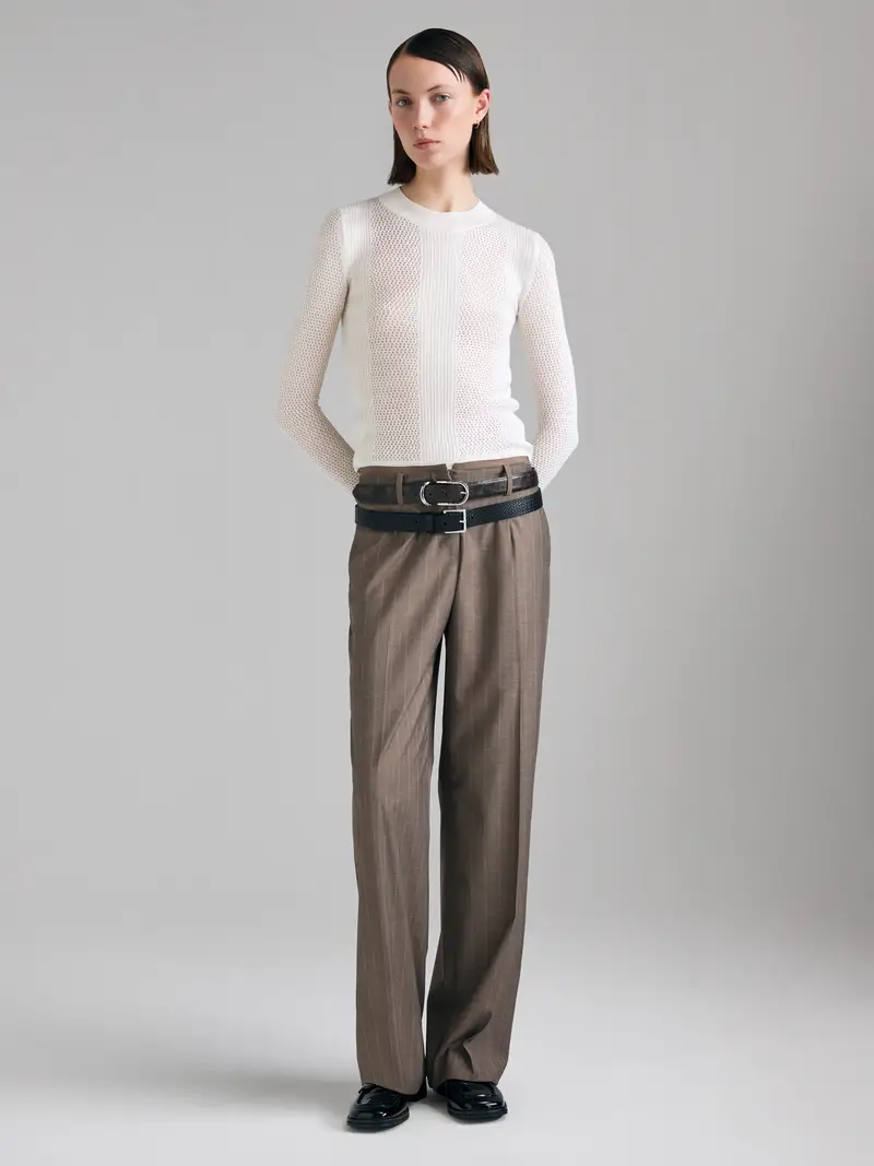 Maglia Lavorata, Donna, Bianco Panna