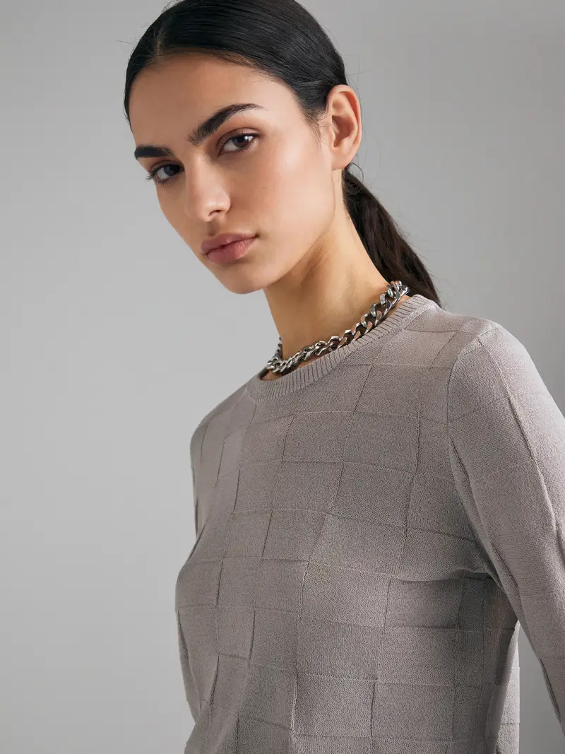 Maglia Lavorata, Donna, Rosa Carne miniatura 4