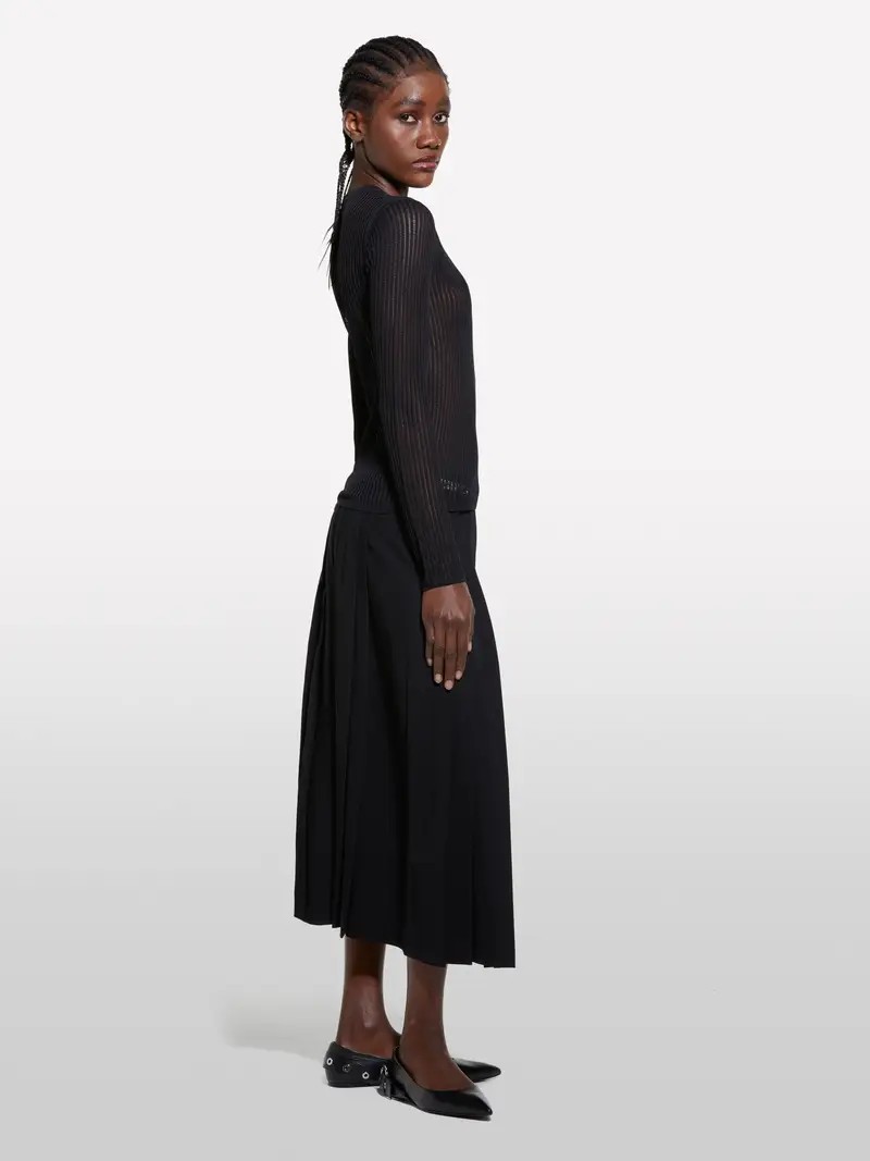 Maglia Nera Effetto Rigato, Donna, Nero miniatura 2