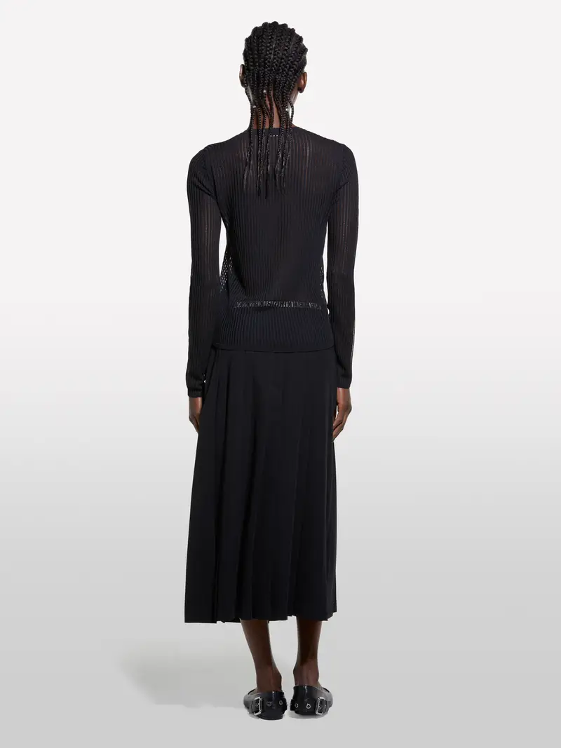 Maglia Nera Effetto Rigato, Donna, Nero miniatura 3