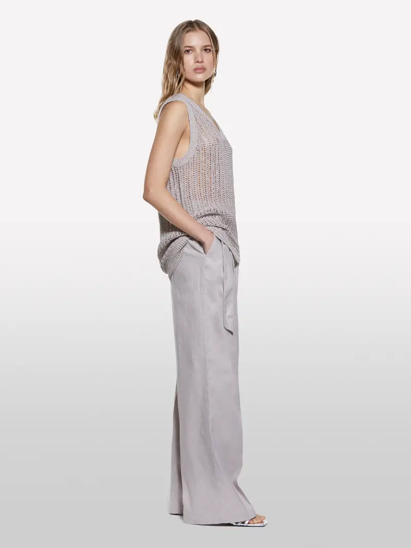 Maglia Traforata Beige, Donna, Beige miniatura 2