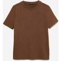 Maglietta A Coste, Donna, Marrone miniatura 4