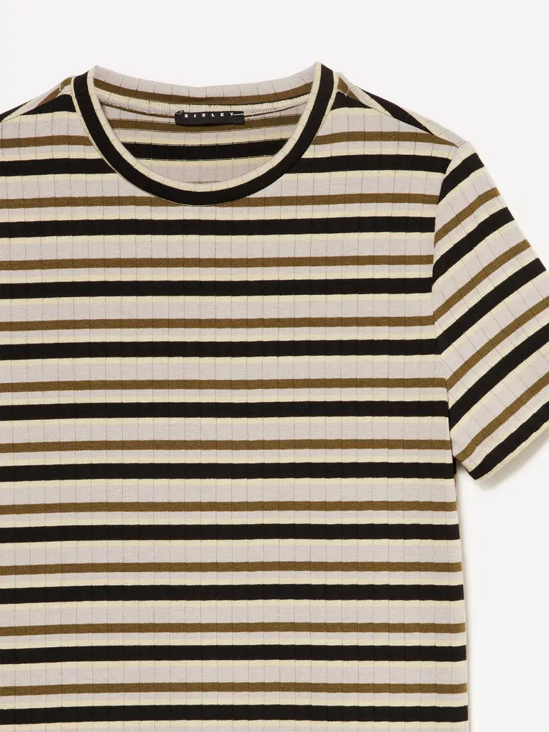 Maglietta A Coste, Donna, Multicolore miniatura 3