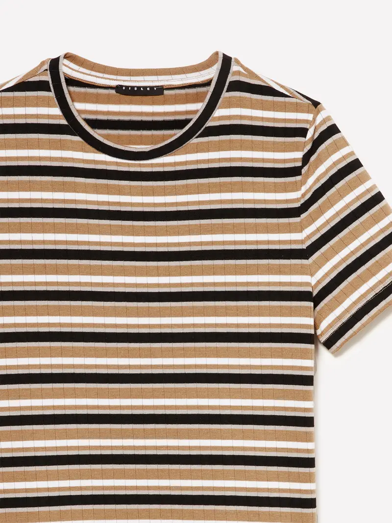 Maglietta A Coste, Donna, Multicolore miniatura 3