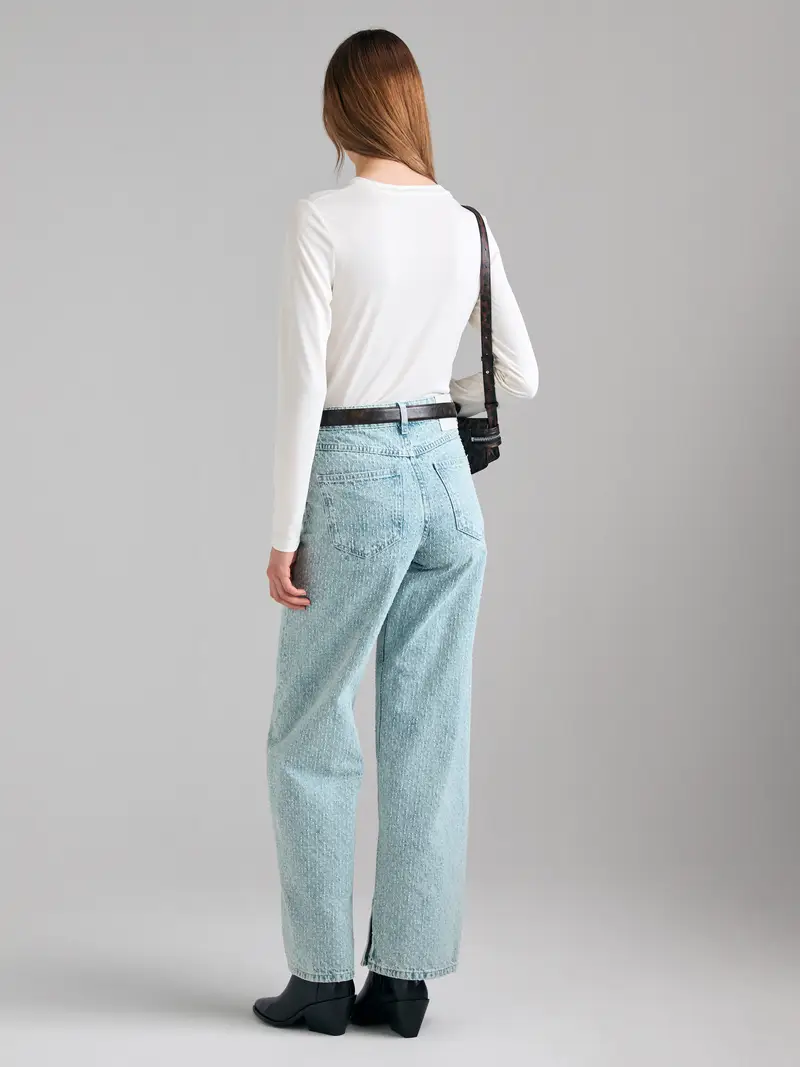 Maglietta Con Arriccio, Donna, Bianco Panna miniatura 2