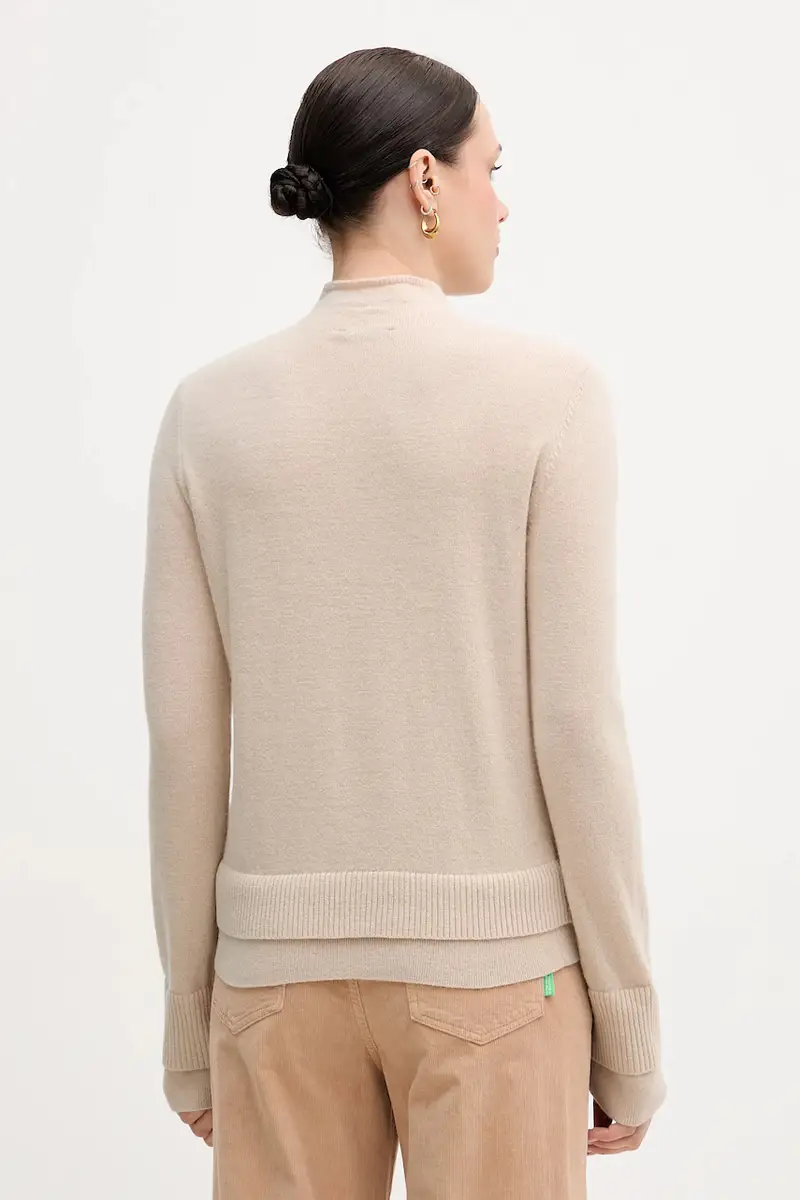 maglione con lana colore beige 122WL202B miniatura 3