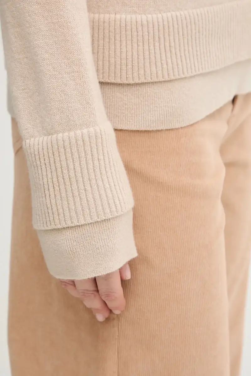 maglione con lana colore beige 122WL202B miniatura 5