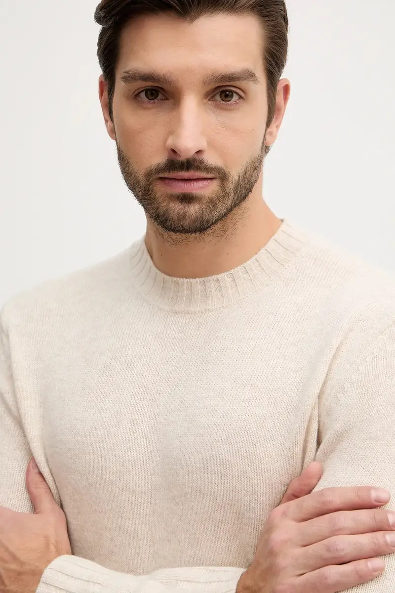 maglione con lana colore beige 18AYS104L miniatura 4