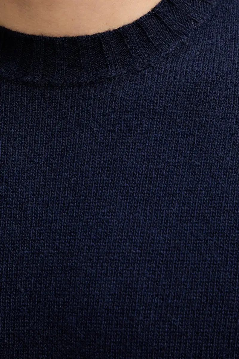 maglione con lana colore blu navy 18AYS104L miniatura 5