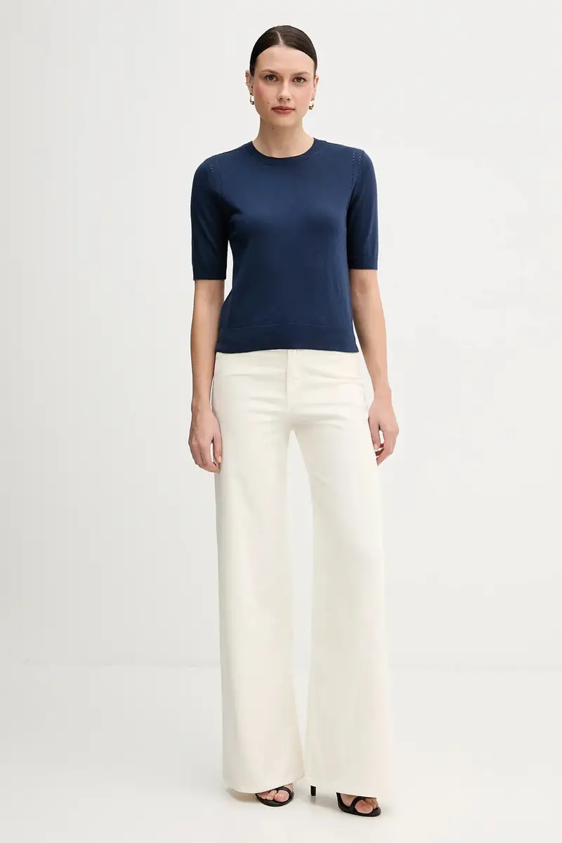 maglione con lana colore blu navy 1SBXM106L miniatura 2