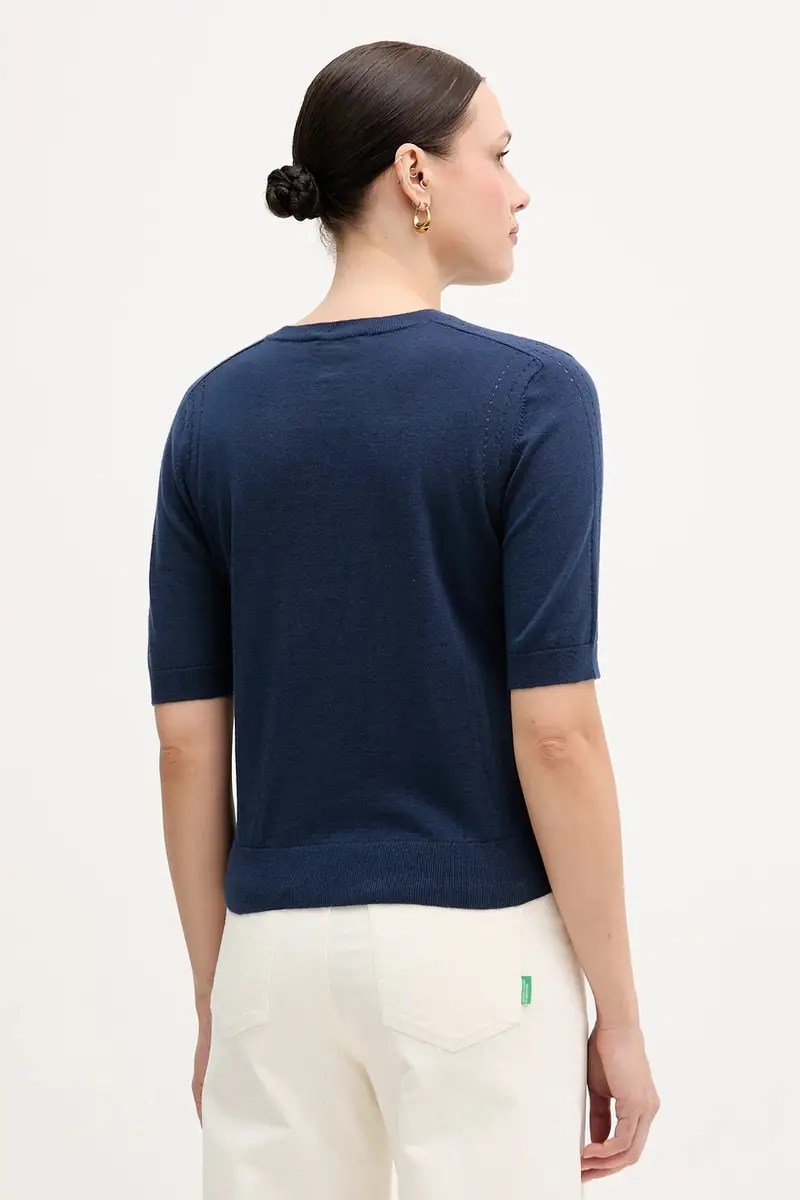 maglione con lana colore blu navy 1SBXM106L miniatura 3