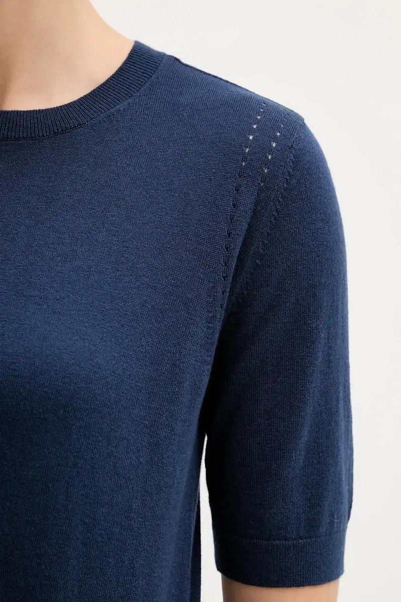 maglione con lana colore blu navy 1SBXM106L miniatura 5