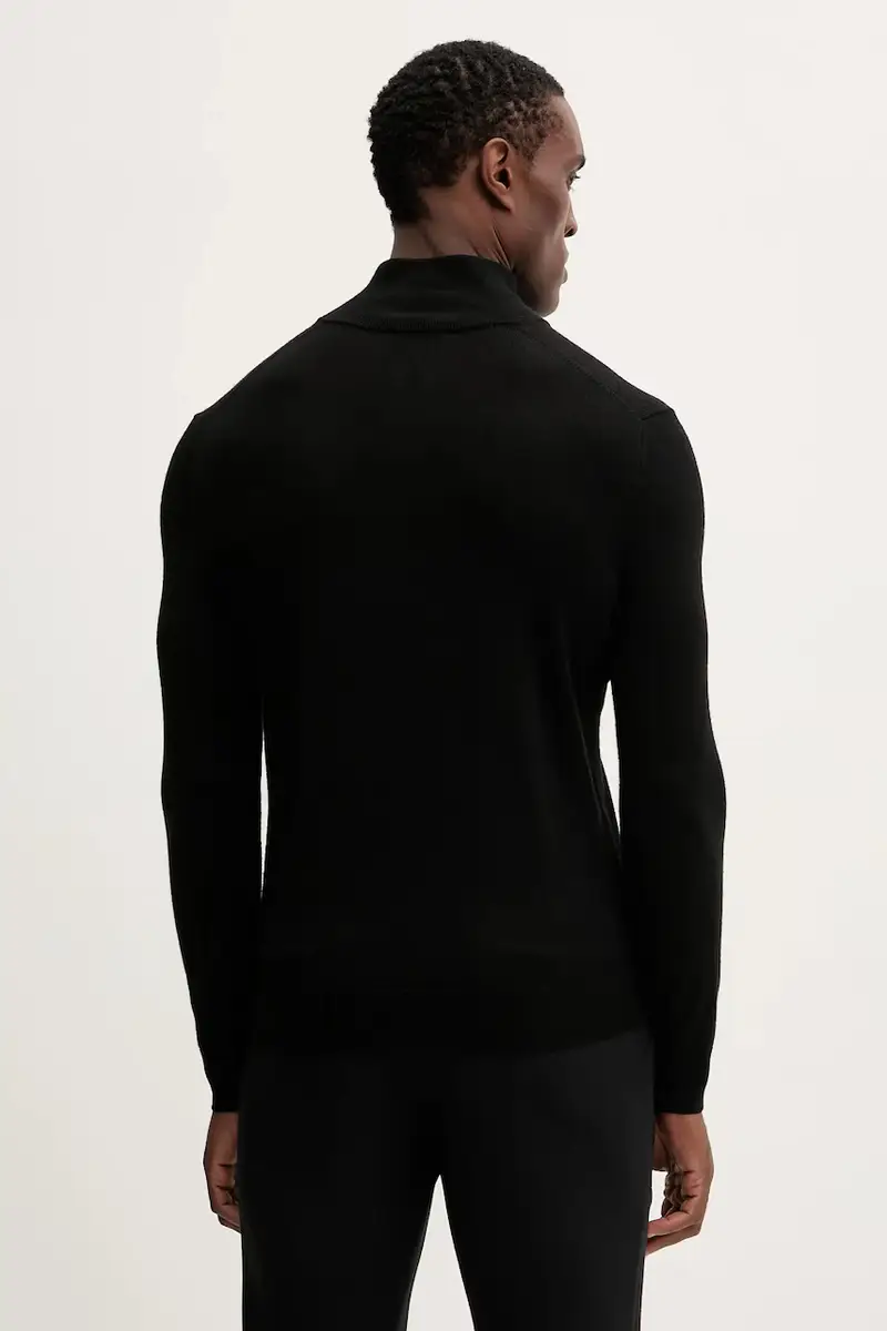 maglione con lana colore nero 11BAS200W miniatura 3