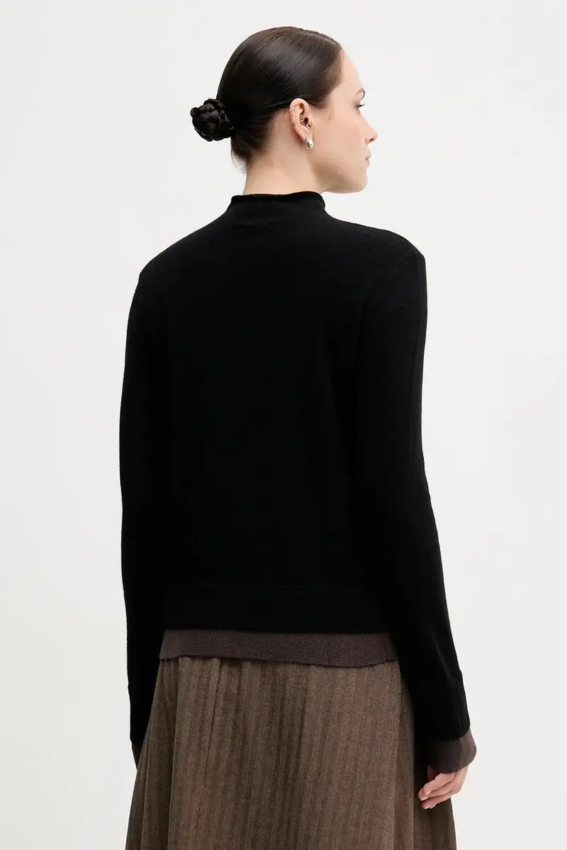 maglione con lana colore nero 122WL202B miniatura 2