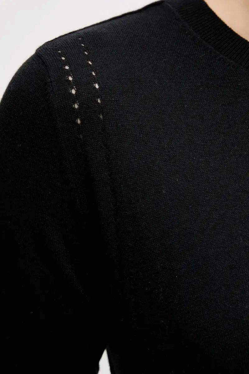 maglione con lana colore nero 1SBXM106L miniatura 5