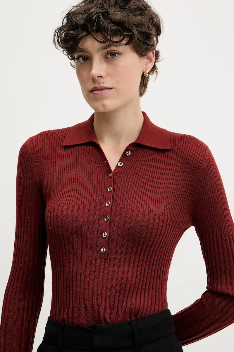maglione con lana colore rosso 1QNQL300E miniatura 4