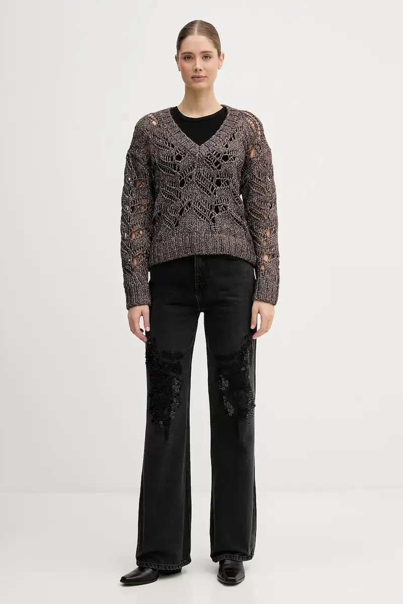 maglione con lana Marrone miniatura 2