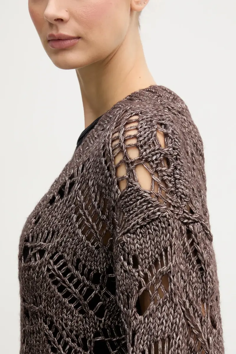 maglione con lana Marrone miniatura 5