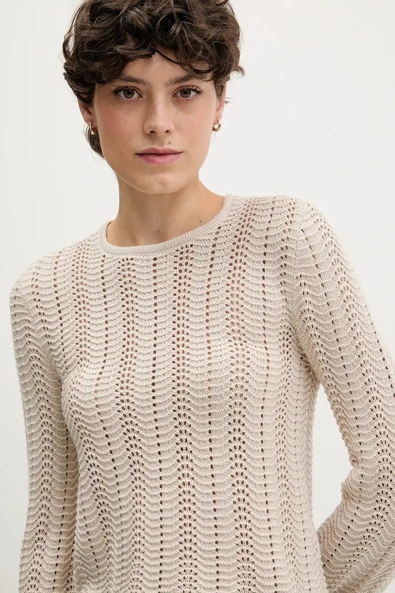 maglione in cotone donna colore beige 1494M106O miniatura 4