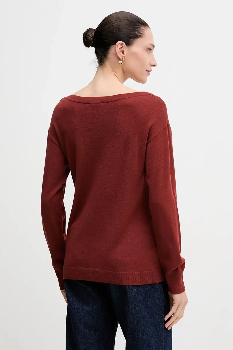 maglione in lana donna colore rosso 11BAM1A48 Arancione miniatura 3