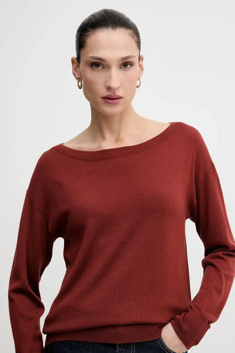 maglione in lana donna colore rosso 11BAM1A48 Arancione miniatura 4
