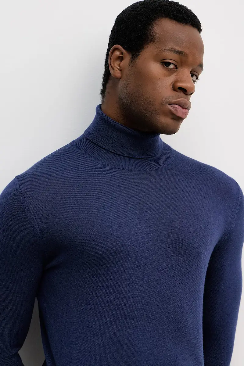 maglione in lana uomo colore grigio 11BAS200A Blu navy miniatura 4