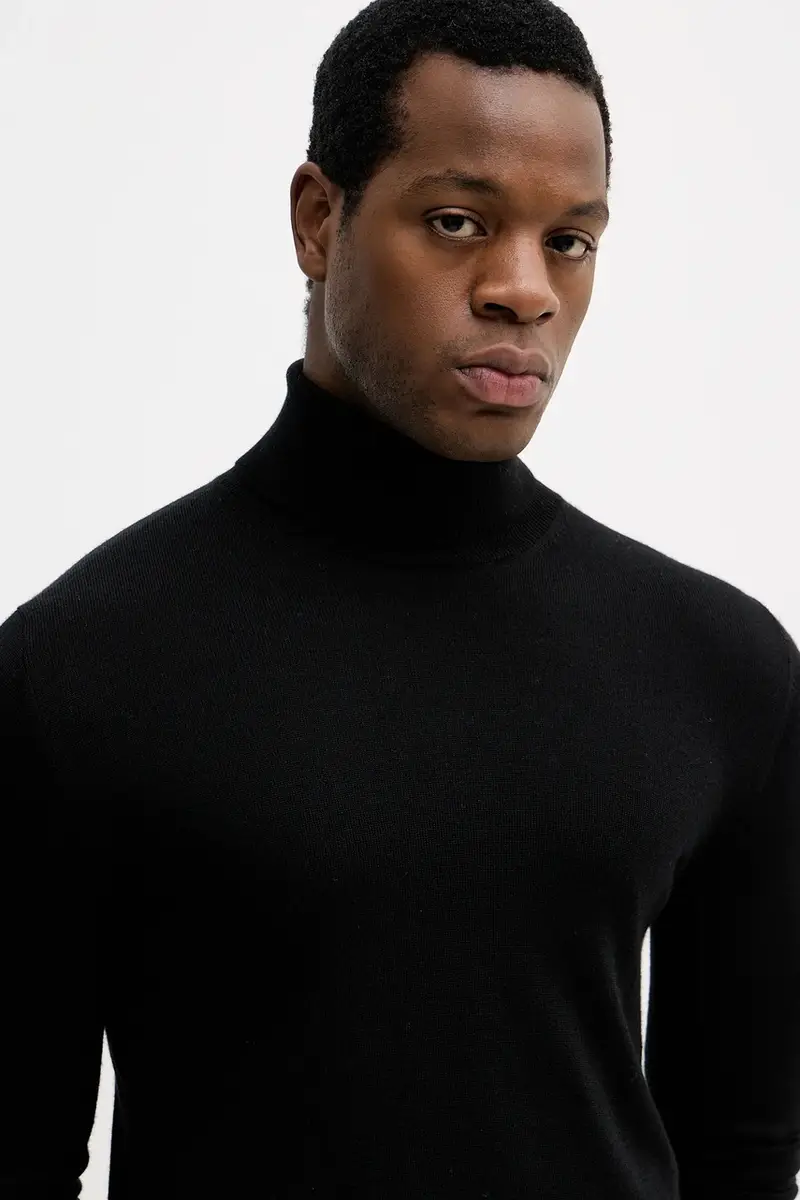 maglione in lana uomo colore grigio 11BAS200A Nero miniatura 4