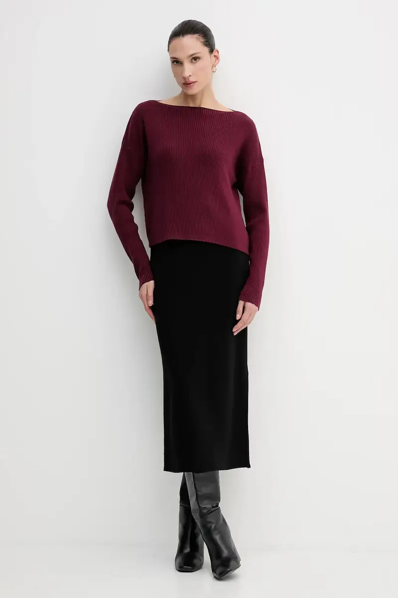 maglione in misto lana donna colore granata 1KHTL106J miniatura 2