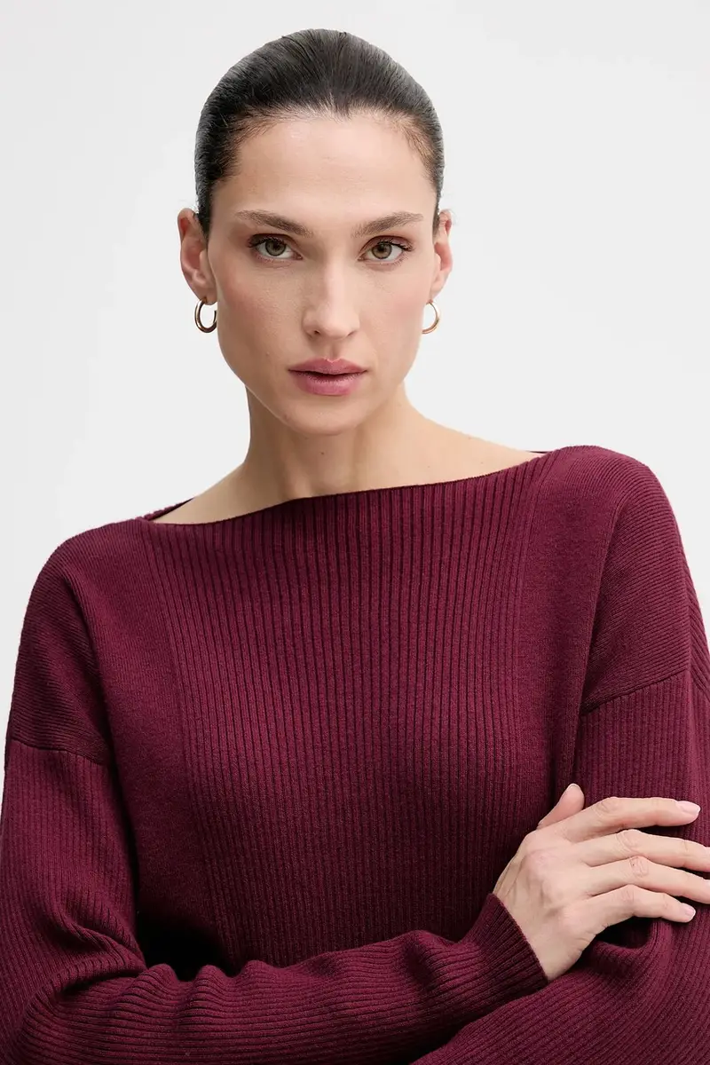 maglione in misto lana donna colore granata 1KHTL106J miniatura 4