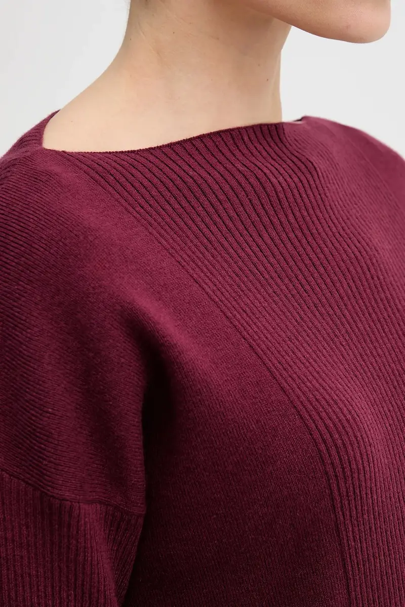 maglione in misto lana donna colore granata 1KHTL106J miniatura 5