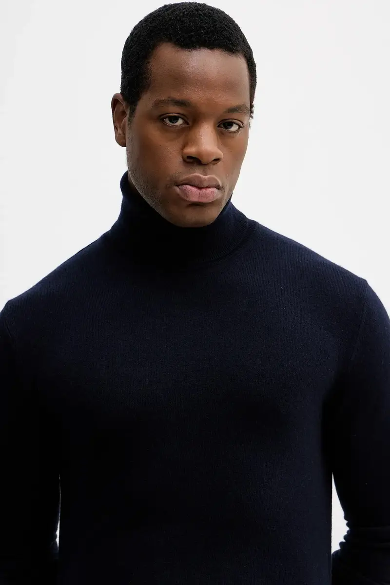 maglione in misto lana uomo colore beige 102HS2177 Blu navy miniatura 4