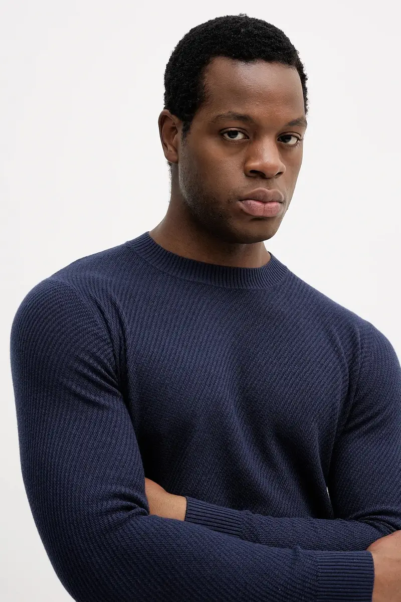 maglione in misto lana uomo colore blu navy 1041S104H miniatura 4