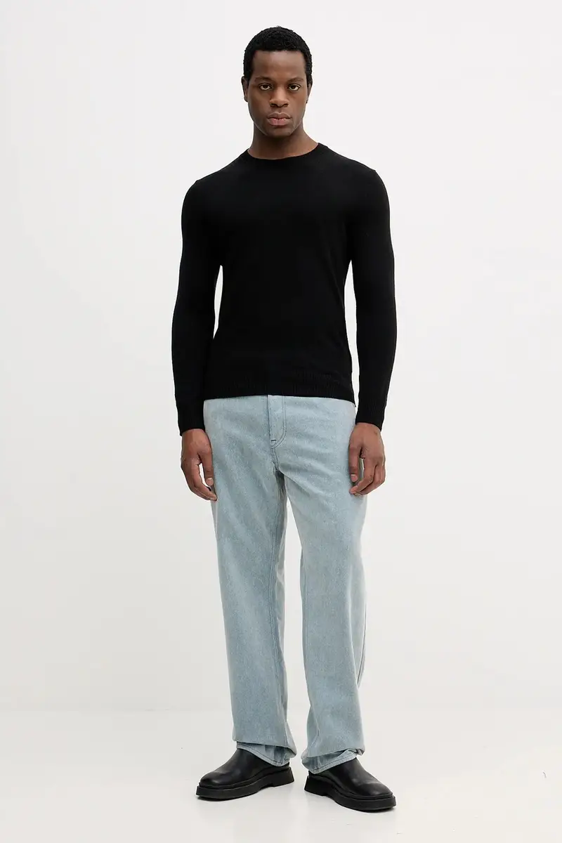 maglione in misto lana uomo colore grigio 102HS1B17 Nero miniatura 2