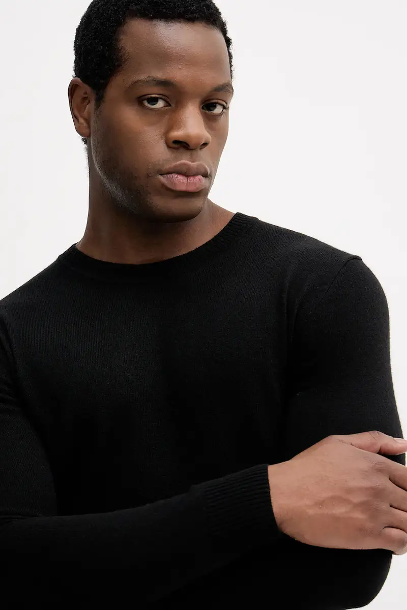 maglione in misto lana uomo colore grigio 102HS1B17 Nero miniatura 4