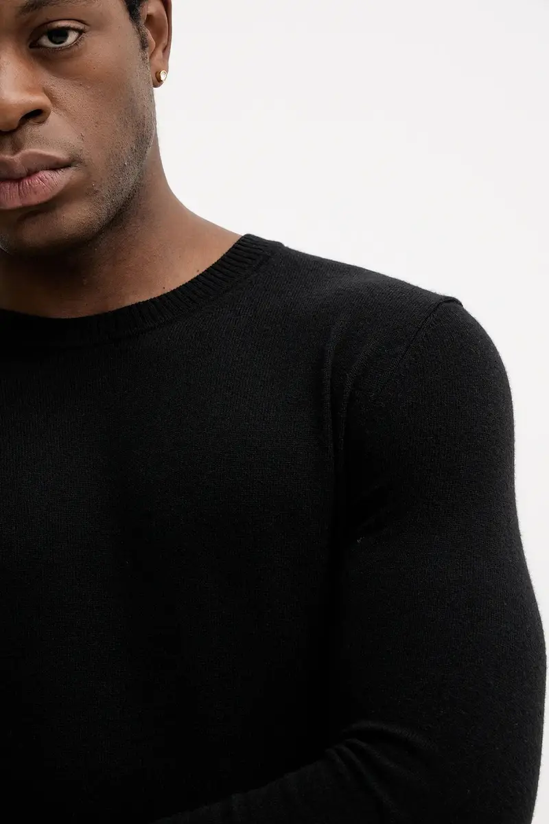 maglione in misto lana uomo colore grigio 102HS1B17 Nero miniatura 5