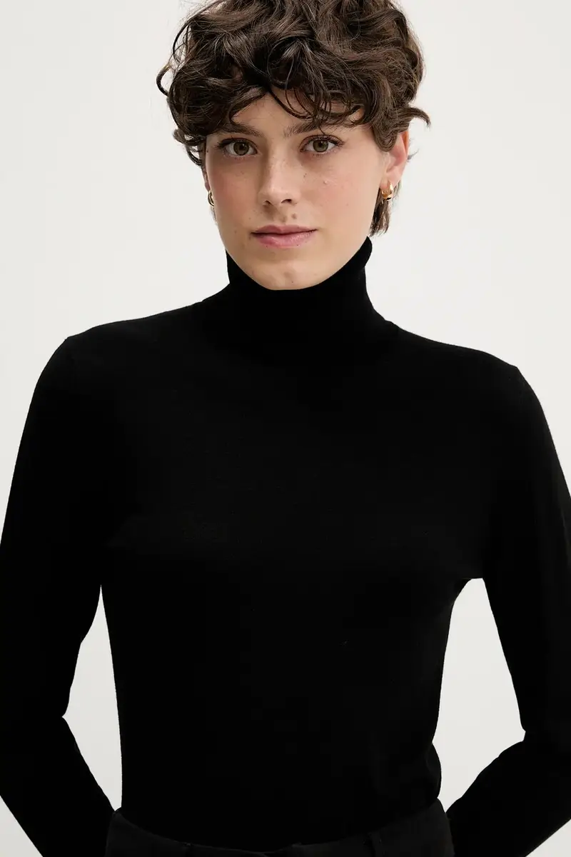 Sisley Maglia nera con collo alto miniatura 4