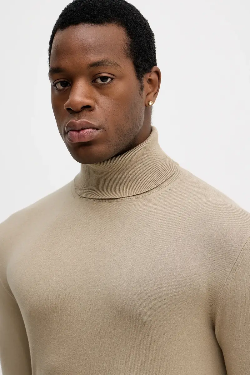 maglione uomo colore blu navy 10F2S2244 Beige miniatura 4