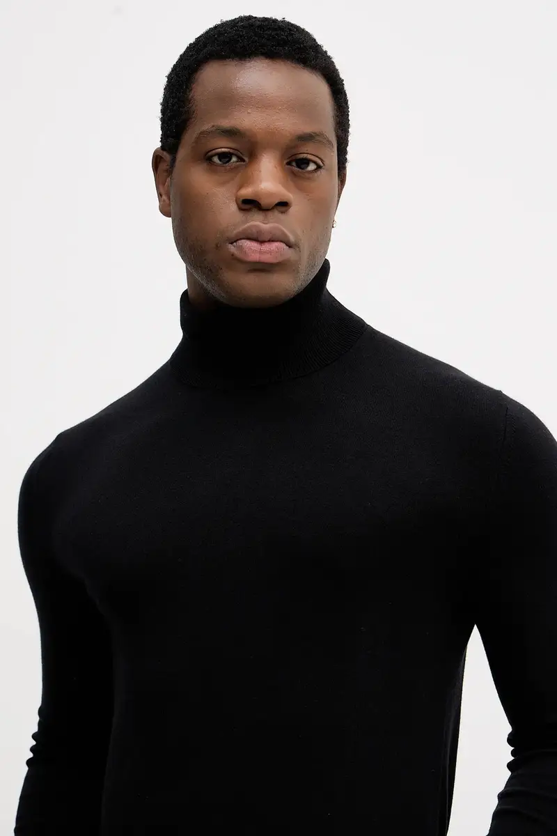 maglione uomo colore blu navy 10F2S2244 Nero miniatura 4