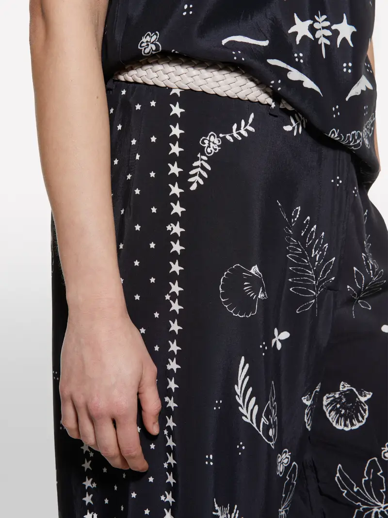 Pantaloni Con Stampa, Donna, Nero miniatura 5