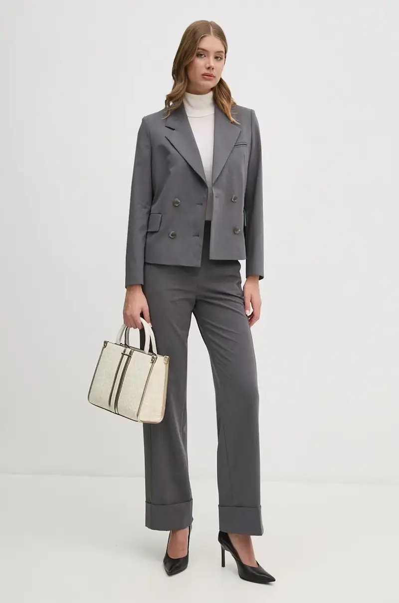 pantaloni in misto lana colore grigio 4JYQLF061 miniatura 2