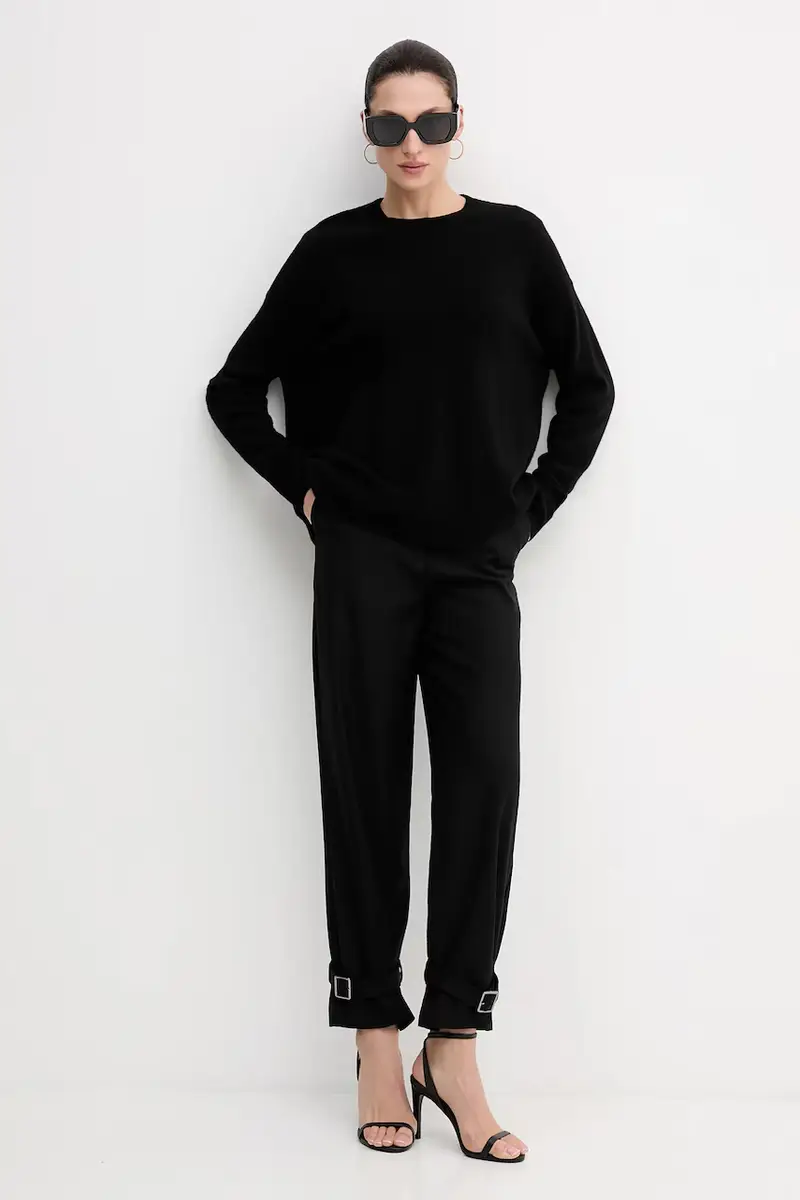 pantaloni in misto lana donna colore nero 41FQLF080 miniatura 2