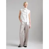 Pantaloni In Raso Effetto Stropicciato, Donna, Grigio Chiaro miniatura 5
