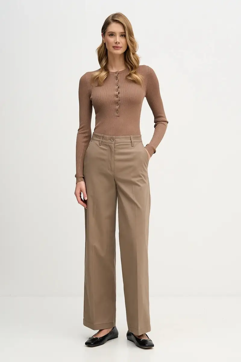 Sisley Pantaloni marroni per donna miniatura 2