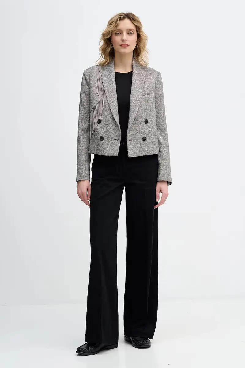 Sisley Pantaloni neri donna con vita alta miniatura 2