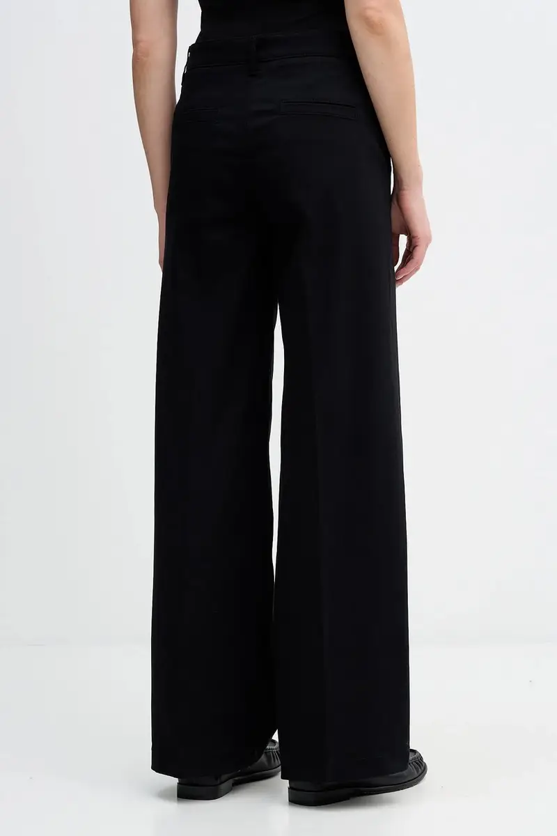 Sisley Pantaloni neri donna con vita alta miniatura 3