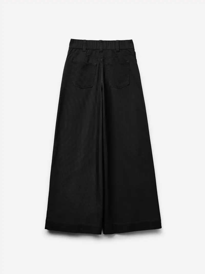 Pantaloni Wide Leg, Donna, Nero miniatura 2