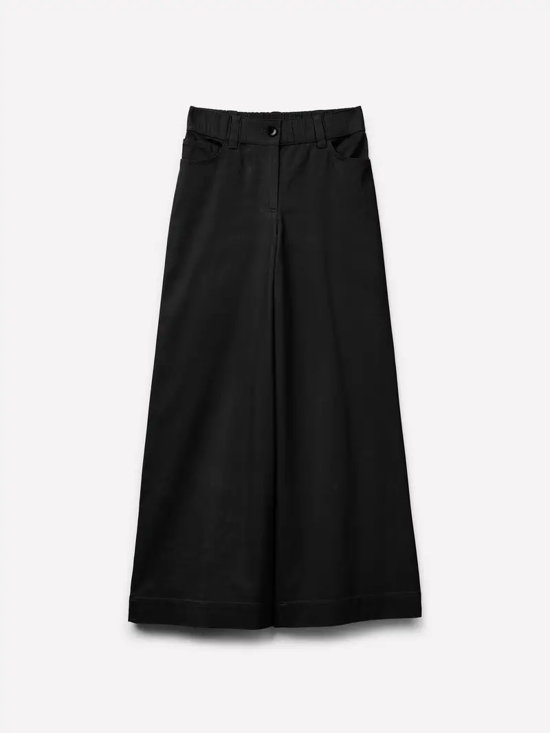 Pantaloni Wide Leg, Donna, Nero