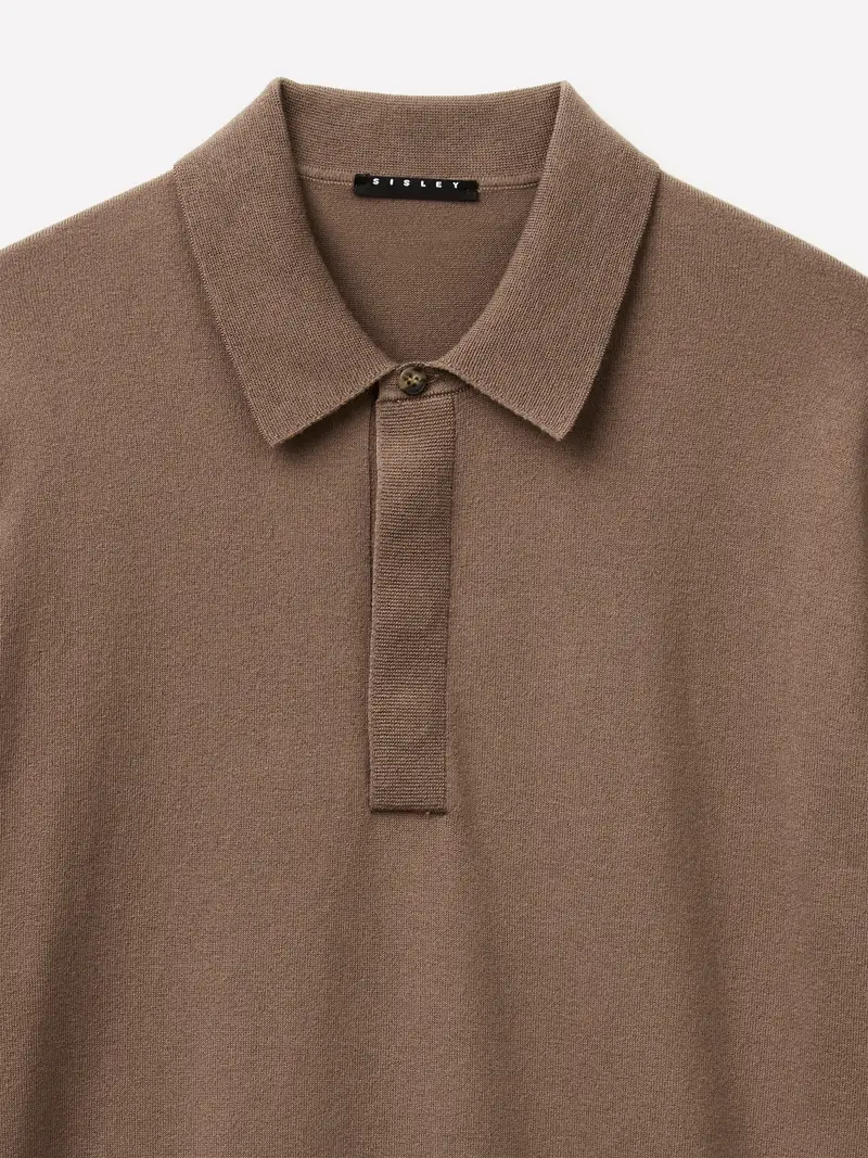 Polo In Maglia, Uomo, Marrone miniatura 3