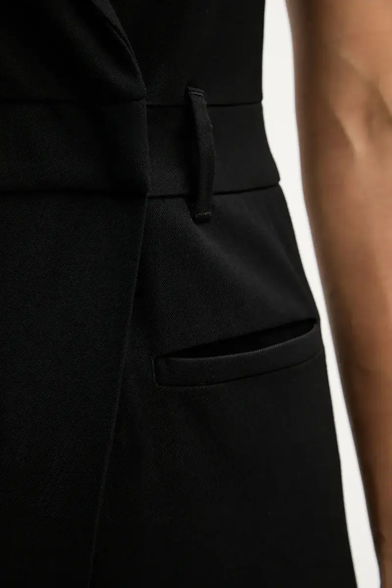 salopette con aggiunta di lana colore nero 41FQLT00S miniatura 5